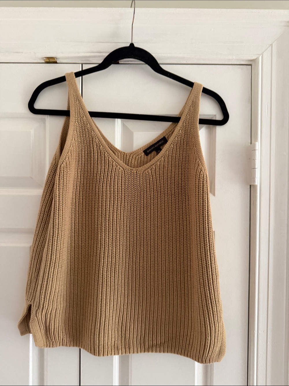 Banana Republic Neutral Taupe Ribbed V-Neck Knit Tank